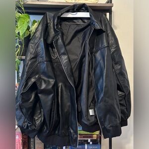 Princess Polly Plus Oversized Faux Leather Bomber Jacket